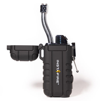 Front view of InstaFire Pocket Plasma Lighter with flexible neck extended